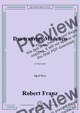 page one of Franz-Das traurige Madchen,in f sharp minor,Op.23 No.4