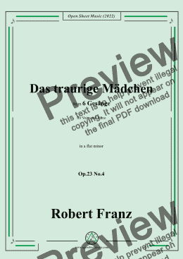 page one of Franz-Das traurige Madchen,in a flat minor,Op.23 No.4