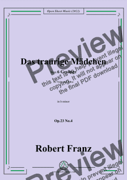 page one of Franz-Das traurige Madchen,in b minor,Op.23 No.4