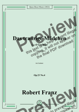 page one of Franz-Das traurige Madchen,in d minor,Op.23 No.4