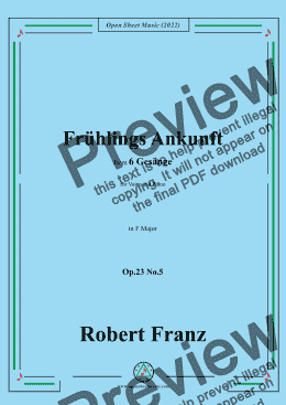 page one of Franz-Fruhlings Ankunft,in F Major,Op.23 No.5