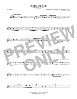 page one of Remember Me (Ernesto de la Cruz) (from Coco) (Recorder Solo)