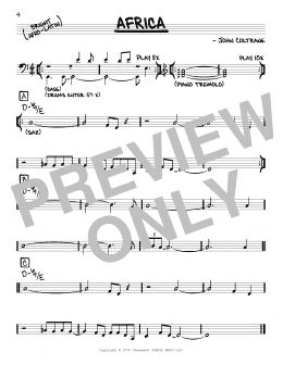 page one of Africa (Real Book – Melody & Chords)