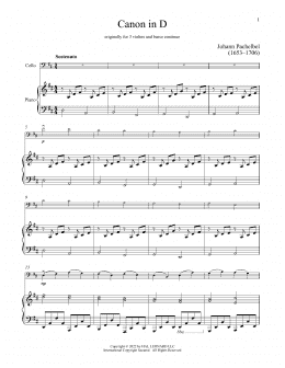 page one of Canon In D (Cello and Piano)