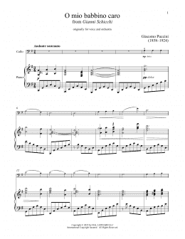 page one of O Mio Babbino Caro (Cello and Piano)