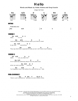 page one of Hello (Really Easy Guitar)