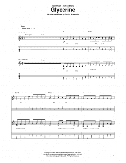 page one of Glycerine (Guitar Tab)