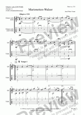 page one of Marionetten-Walzer (Version 1/GS plus TAB)