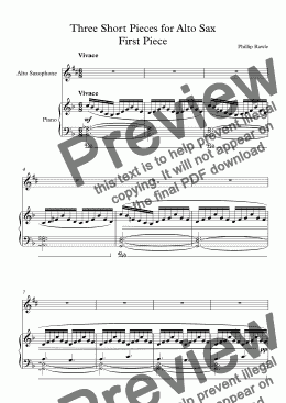 page one of Three Short Pieces for Alto Sax and Piano