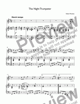 page one of Mendez, Rafael - The Knight Trumpeter for trumpet Bb & piano