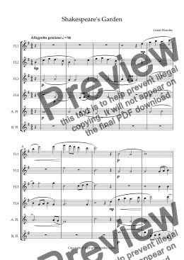 page one of "Shakespeare's Garden" For Flute Choir