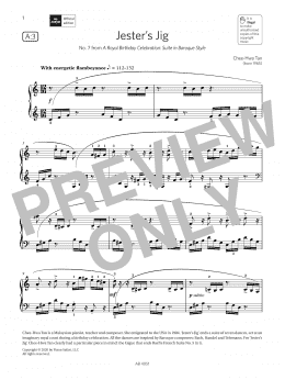 page one of Jester's Jig (Grade 5, list A3, from the ABRSM Piano Syllabus 2023 & 2024) (Piano Solo)