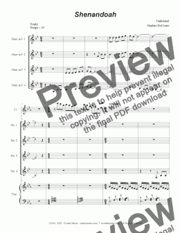 page one of Shenandoah (French Horn Quartet and Piano)