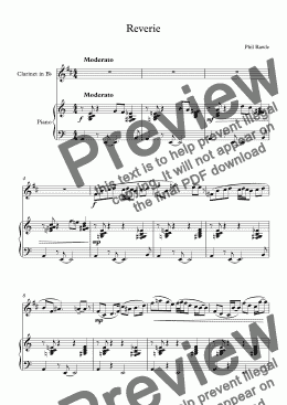 page one of Reverie - Clarinet and Piano