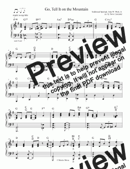 page one of Go, Tell It on the Mountain - gospel arr. for solo piano