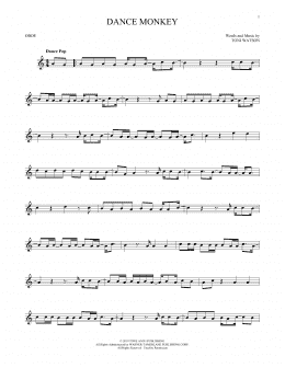 page one of Dance Monkey (Oboe Solo)