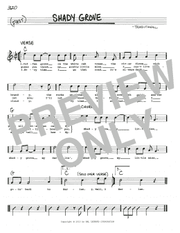 page one of Shady Grove (Real Book – Melody, Lyrics & Chords)