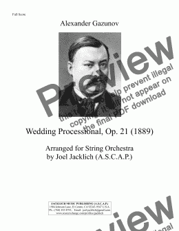 page one of Wedding Processional, Op. 21 (1889) String Orchestra