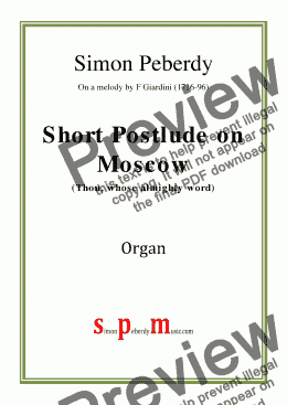 page one of Organ Short Postlude on Moscow (Thou, whose almighty word) by Simon Peberdy, on a melody by Giardini