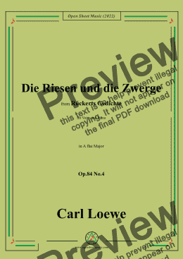 page one of Loewe-Die Riesen und die Zwerge,Op.84 No.4,in A flat Maor