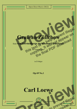 page one of Loewe-Gruß an Züllchow,Op 69 No.1,in D minor