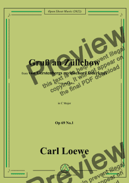 page one of Loewe-Gruß an Züllchow,Op 69 No.1,in C minor