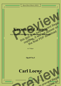 page one of Loewe-Kerzen und Augen,Op.69 No.5,in F Major