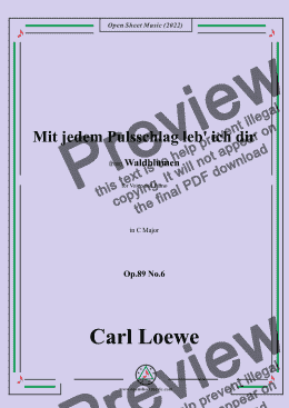 page one of Loewe-Mit jedem Pulsschlag leb' ich dir,Op.89 No.6,in C Major