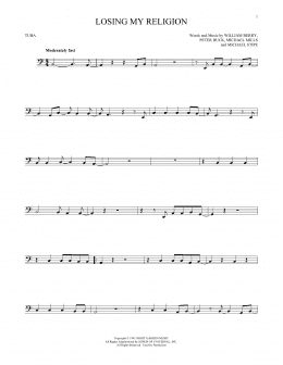 page one of Losing My Religion (Tuba Solo)