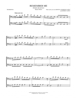 page one of Remember Me (Ernesto de la Cruz) (from Coco) (Trombone Duet)