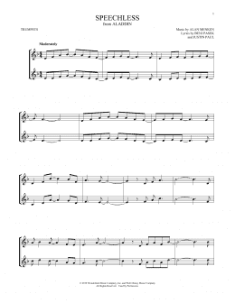 page one of Speechless (from Aladdin) (Trumpet Duet)