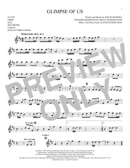 page one of Glimpse Of Us (Instrumental Solo – Treble Clef High Range)