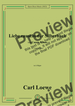 page one of Loewe-Liebe rauscht der Silberbach,in A Major