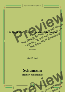 page one of Schumann-Da liegt der Feinde gestreckte Schar,Op.117 No.4,in e flat minor