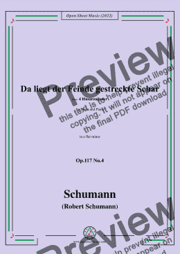 page one of Schumann-Da liegt der Feinde gestreckte Schar,Op.117 No.4,in a flat minor