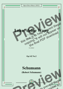 page one of Schumann-Lehn deine Wang,Op.142 No.2,in a minor