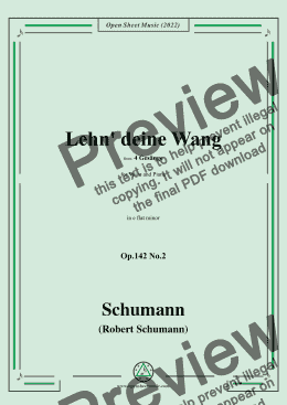 page one of Schumann-Lehn deine Wang,Op.142 No.2,in e flat minor