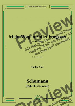 page one of Schumann-Mein Wagen rollet langsam,in C sharp Major,Op.142 No.4