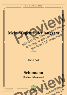 page one of Schumann-Mein Wagen rollet langsam,in C Major,Op.142 No.4