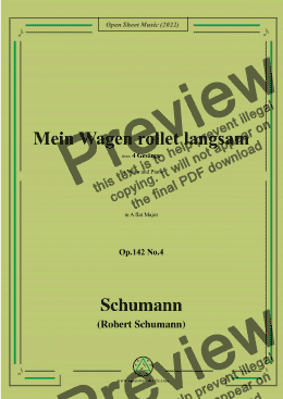 page one of Schumann-Mein Wagen rollet langsam,in A flat Major,Op.142 No.4