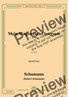 page one of Schumann-Mein Wagen rollet langsam,in G Major,Op.142 No.4