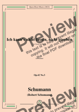 page one of Schumann-Ich kanns nicht fassen,nicht giauben,Op.42 No.3,in d minor