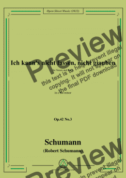 page one of Schumann-Ich kanns nicht fassen,nicht giauben,Op.42 No.3,in e flat minor