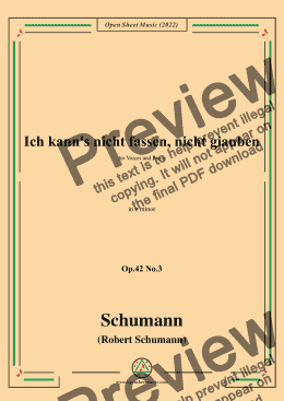 page one of Schumann-Ich kanns nicht fassen,nicht giauben,Op.42 No.3,in e minor