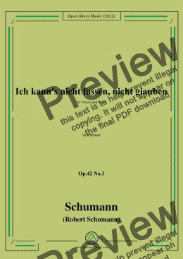 page one of Schumann-Ich kanns nicht fassen,nicht giauben,Op.42 No.3,in b minor