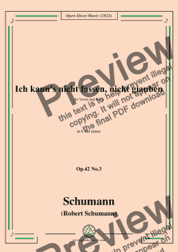 page one of Schumann-Ich kanns nicht fassen,nicht giauben,Op.42 No.3,in b flat minor