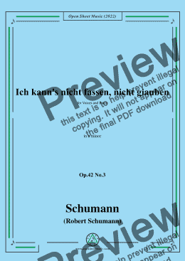 page one of Schumann-Ich kanns nicht fassen,nicht giauben,Op.42 No.3,in a minor