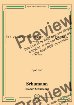 page one of Schumann-Ich kanns nicht fassen,nicht giauben,Op.42 No.3,in a flat minor