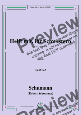 page one of Schumann-Helft mir,ihr Schwestern,Op.42 No.5,in B Major