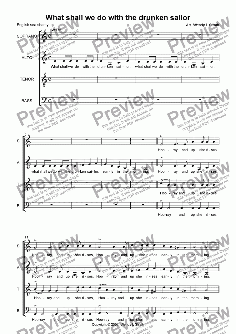 What Shall We Do With The Drunken Sailor SATB Sheet Music PDF File   1 